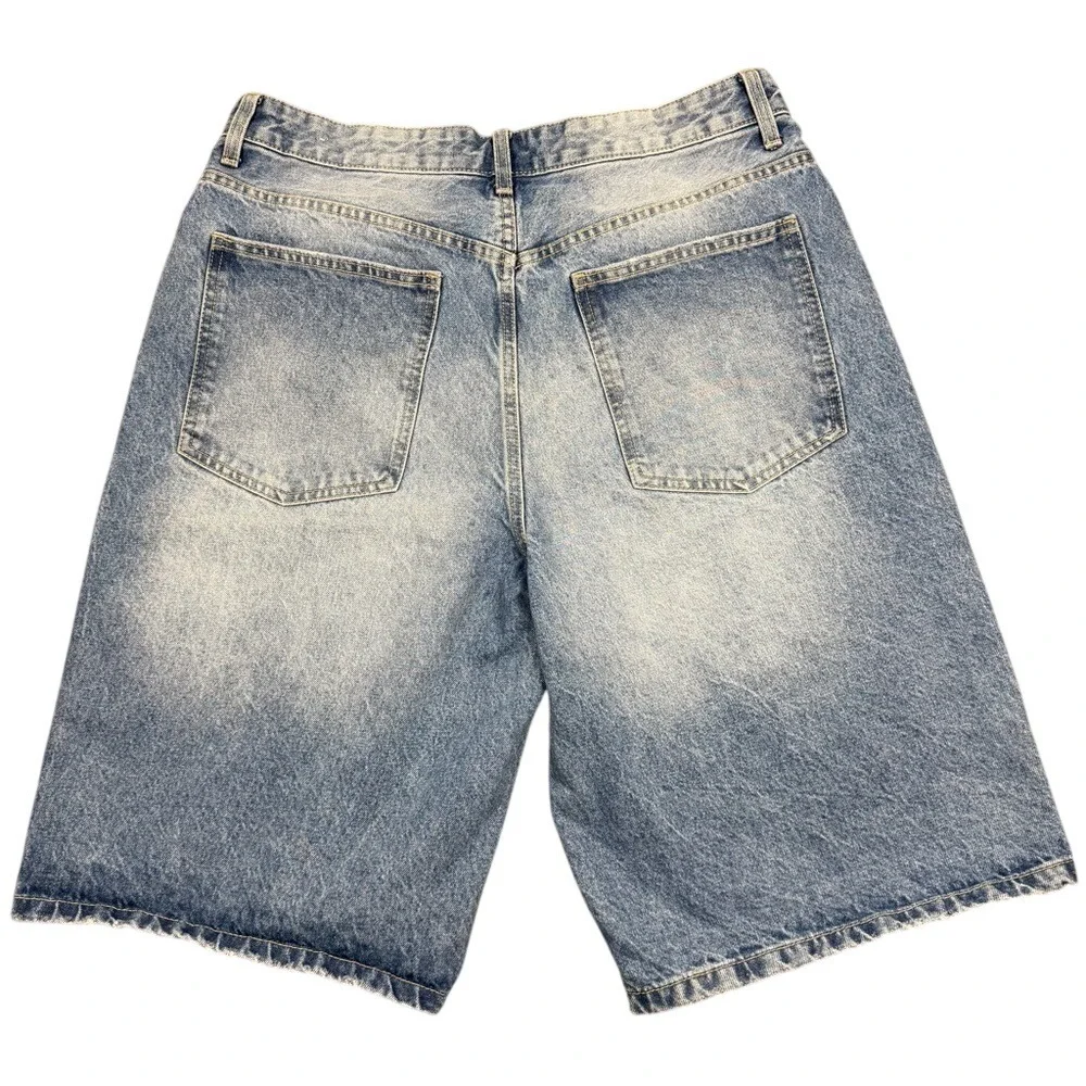 Bershka Denim Shorts Womens US 34 Blue‎ High Rise Loose Y2K Jean Shorts